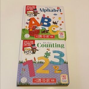 Let’s Learn Alphabet & Counting 3D Come To Life Books Set of 2 Hippo Magic